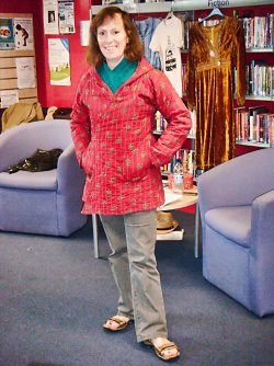 Janet modelling her hippy clothes at the Middlesbrough Literary Festival!