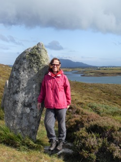 Author beside a Standing Stone